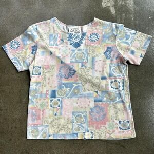 Vintage Aero Floral Patchwork Made In Usa Size Small Blouse